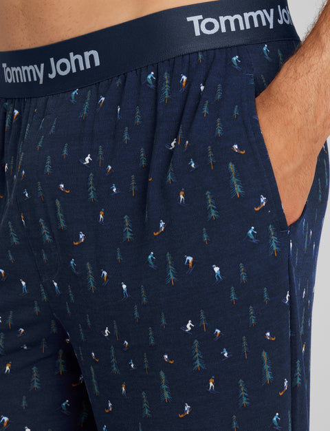 Second Skin Sleep Pocket Tee & Pant Set::Dress Blues/Ski Mountains