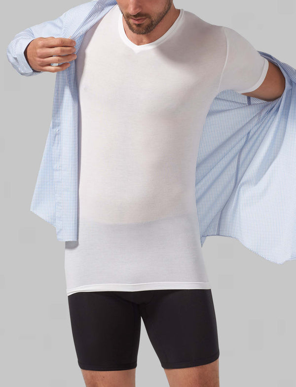 Second Skin High V Neck Stay Tucked Undershirt Tommy John