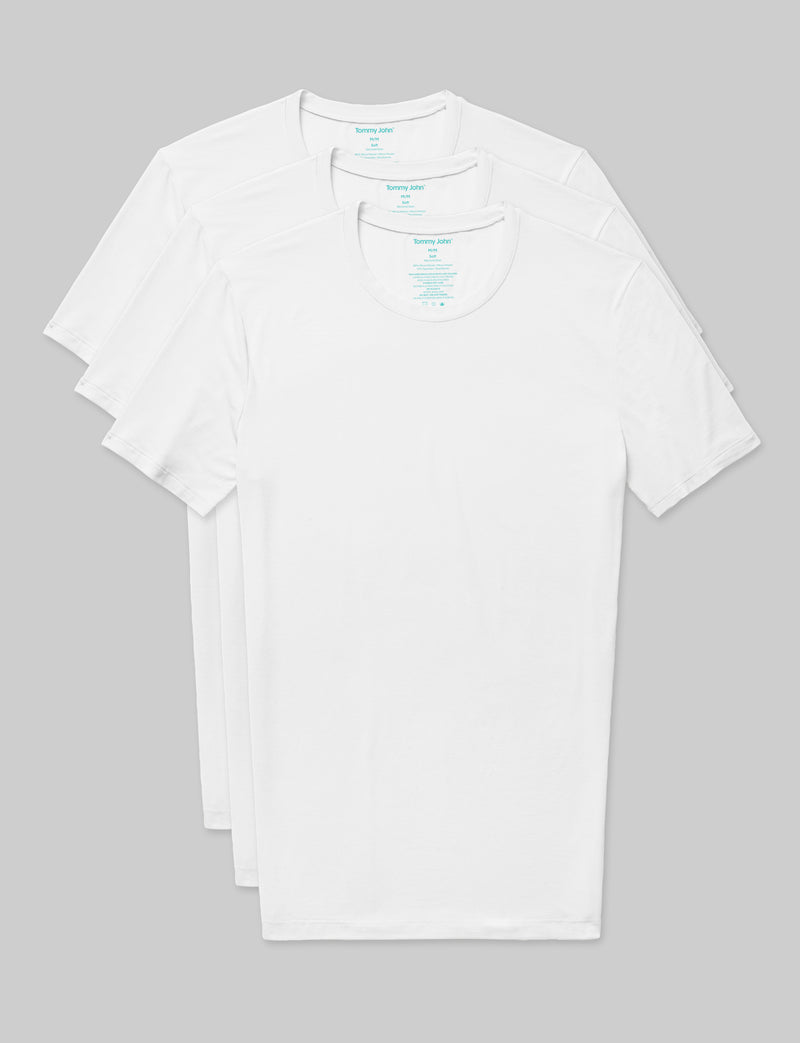 Second Skin Crew Neck Stay-Tucked Undershirt (3-Pack)::White