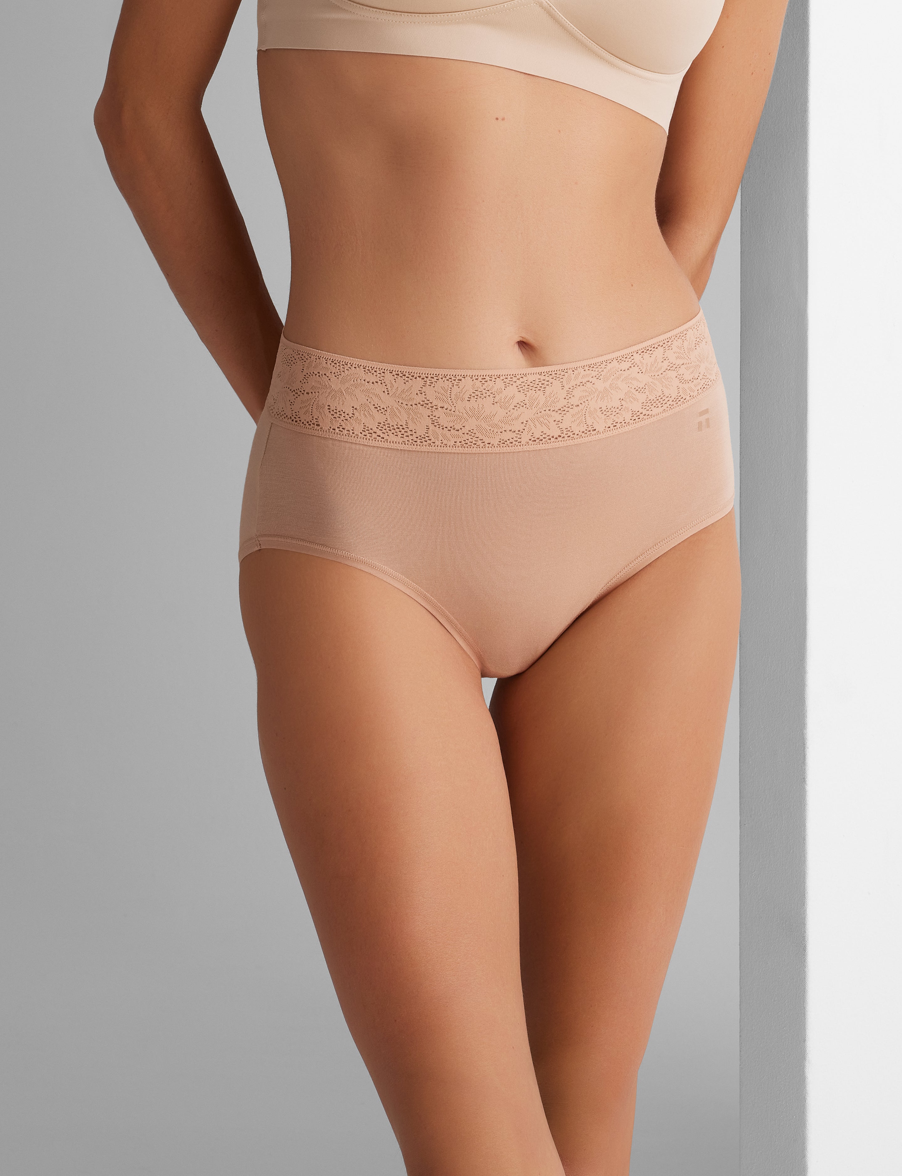 Women's Second Skin High Rise Brief, Lace Waist