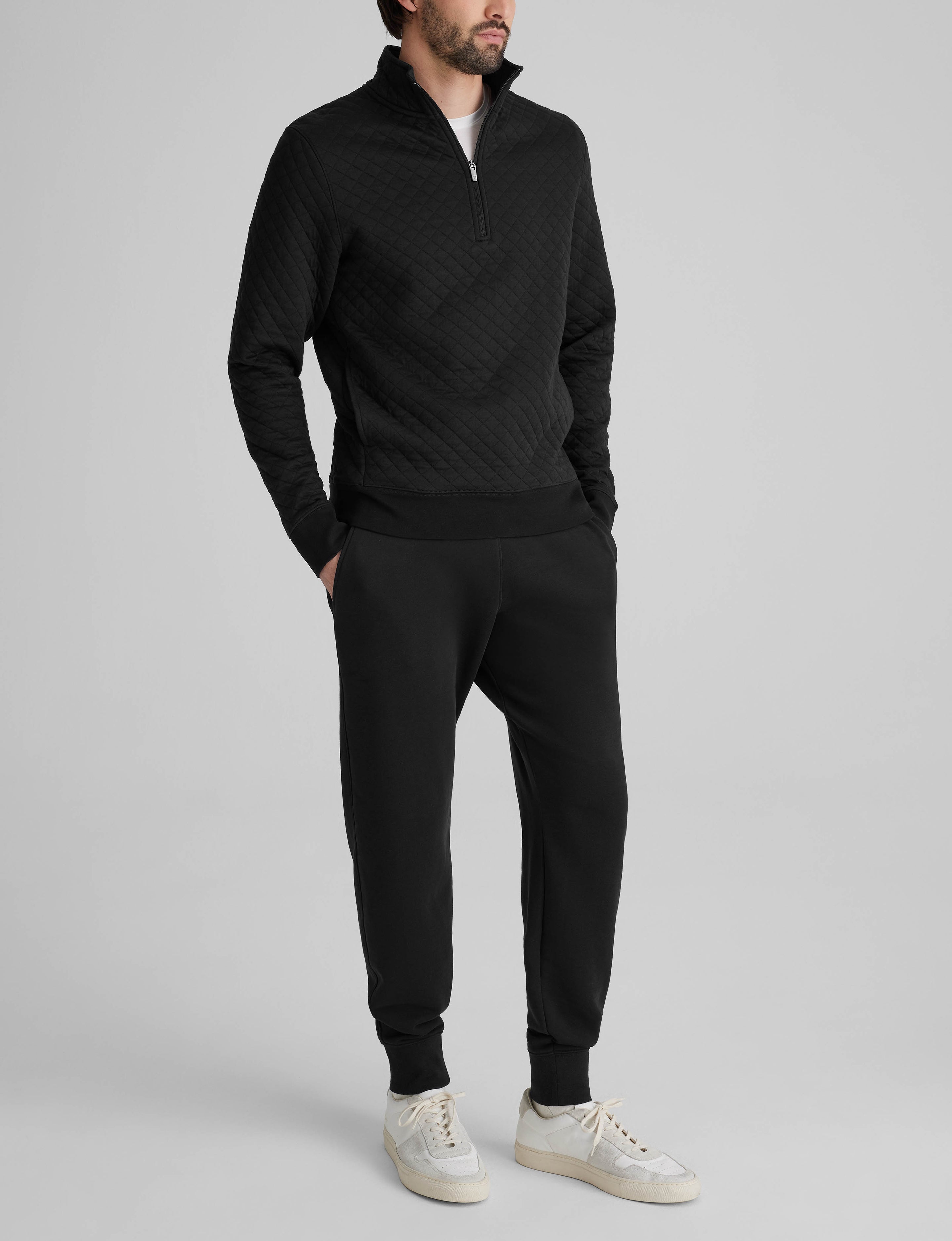 Quilted Quarter Zip & French Terry Jogger Set