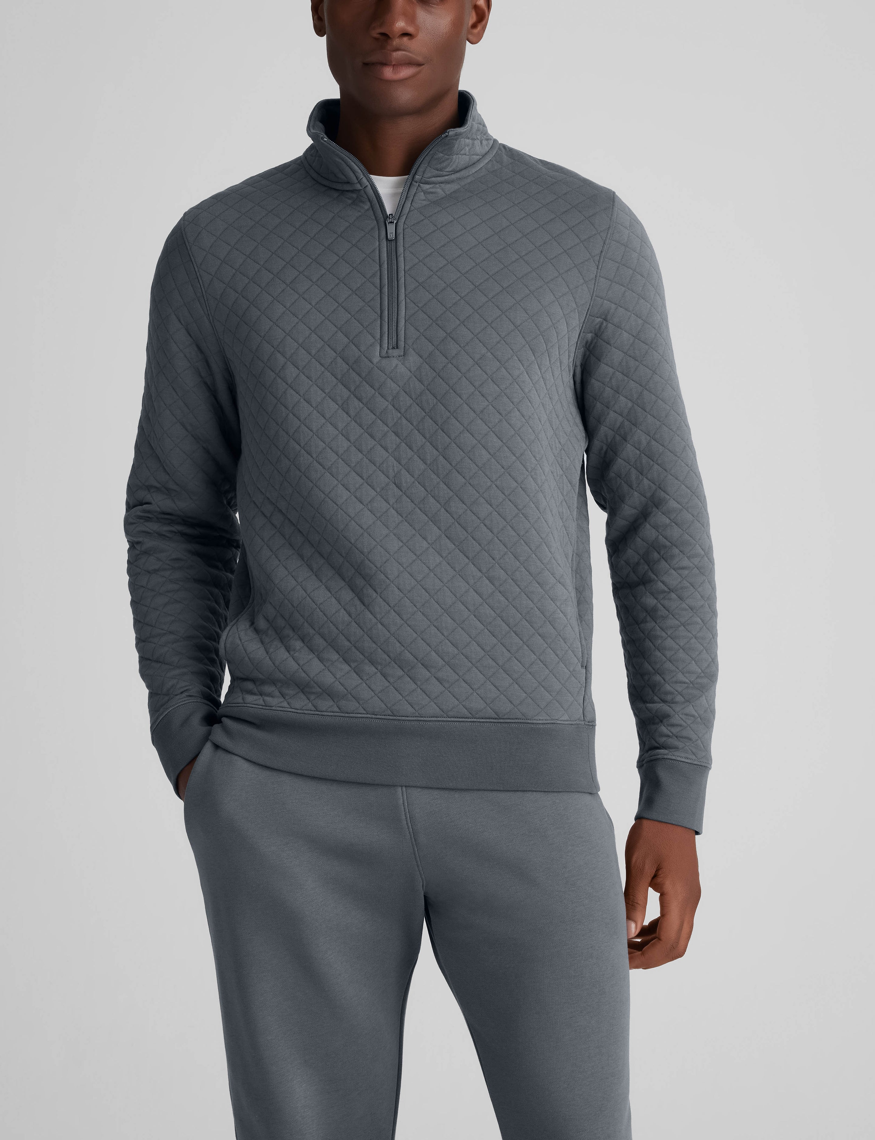 Quilted Quarter Zip & French Terry Jogger Set