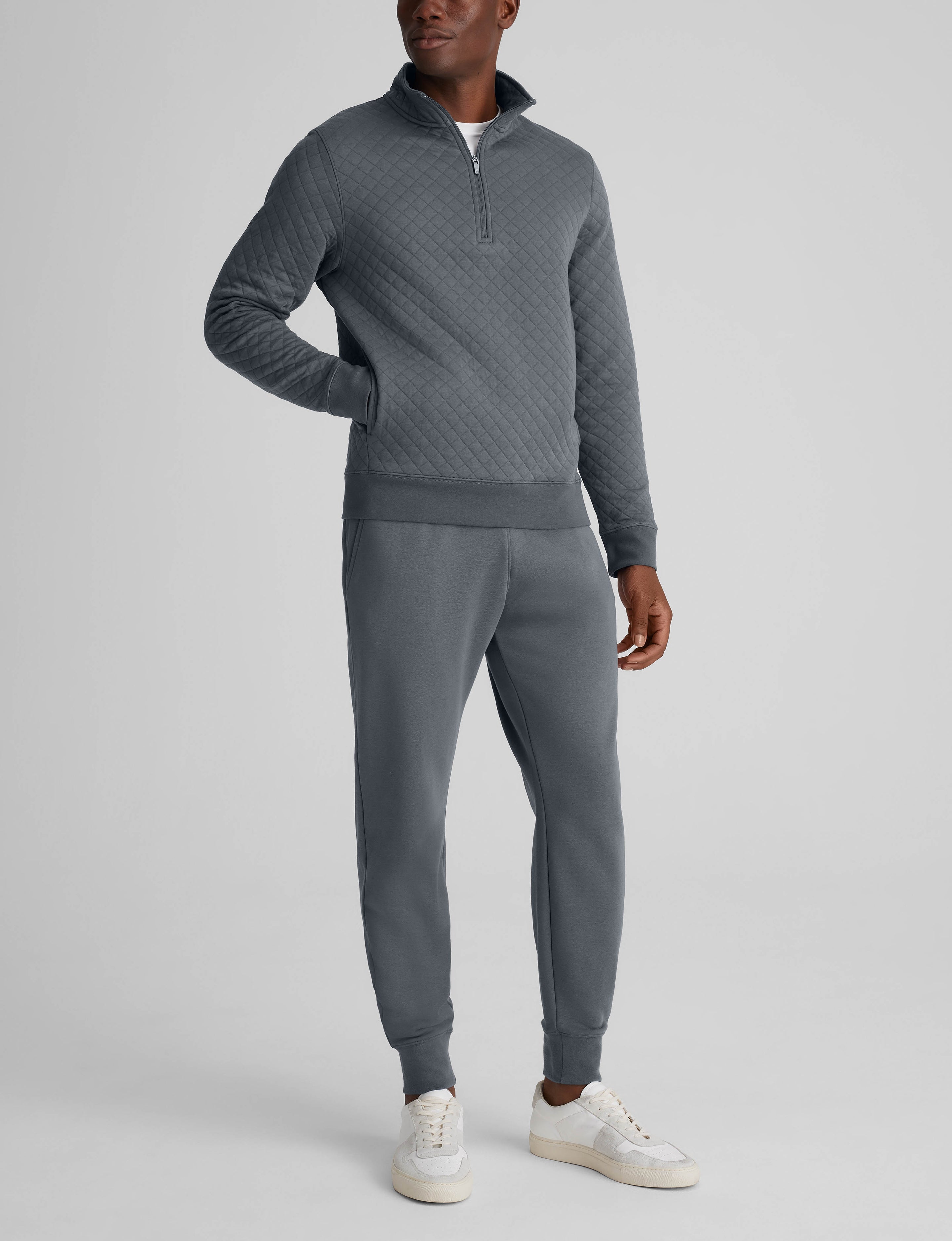 Quilted Quarter Zip & French Terry Jogger Set