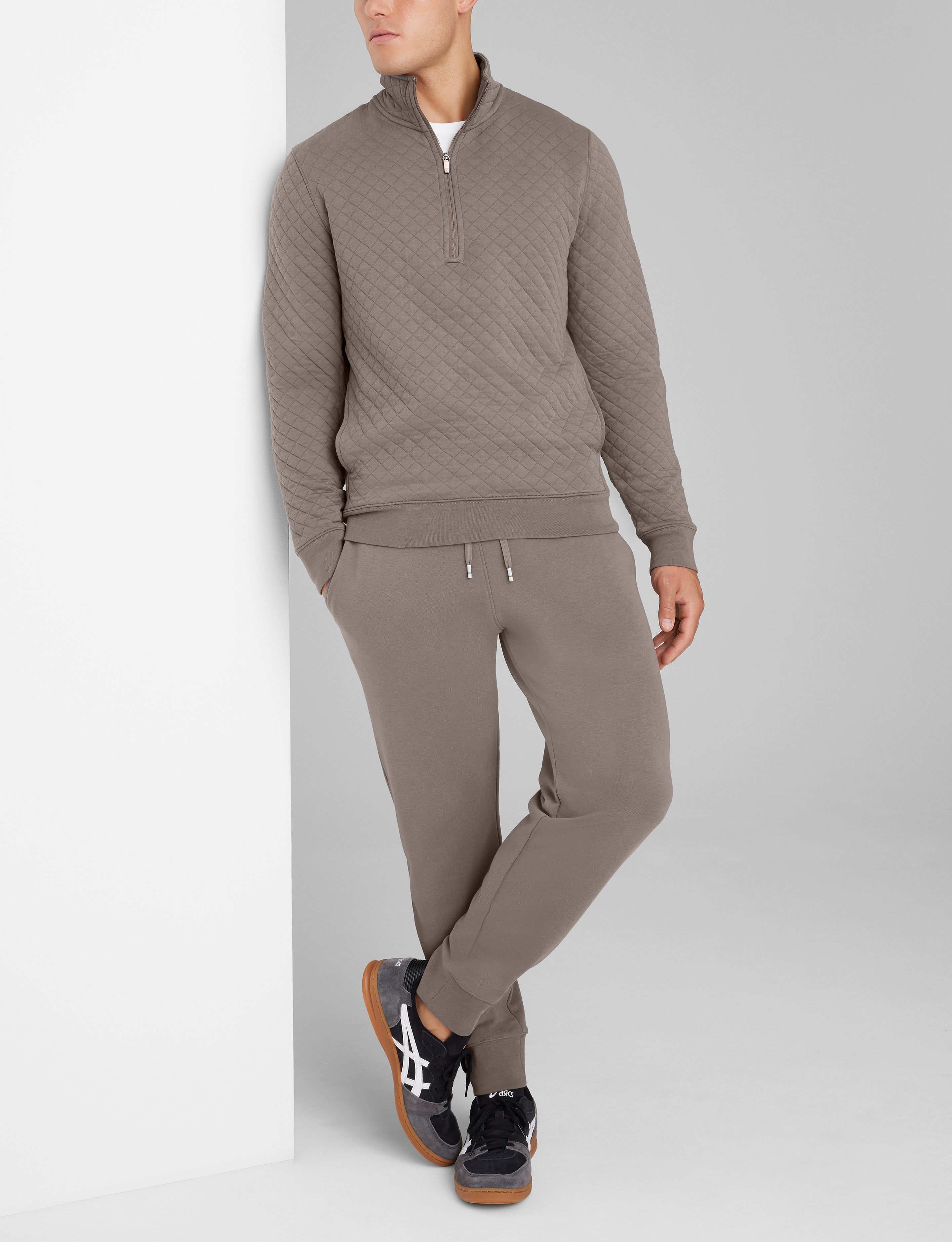Quilted Quarter Zip & French Terry Jogger Set