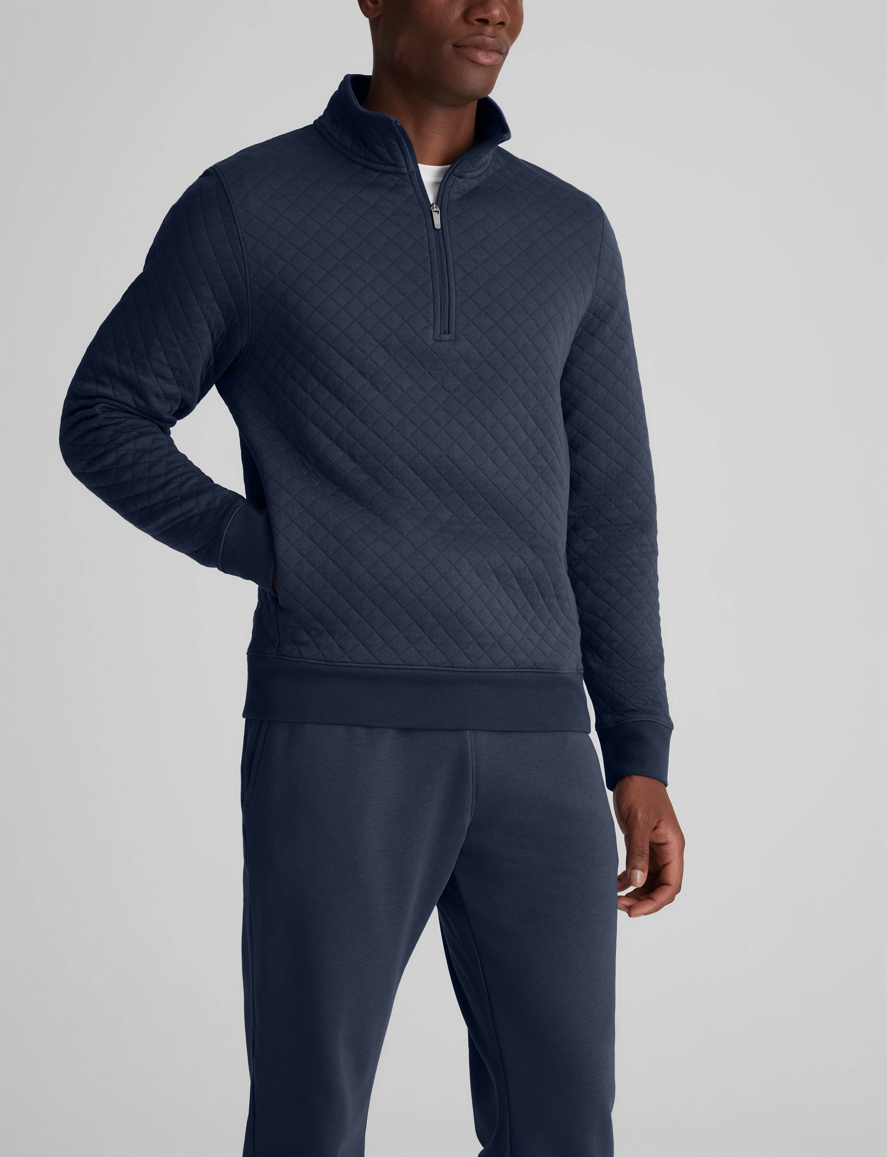 Quilted Quarter Zip & French Terry Jogger Set