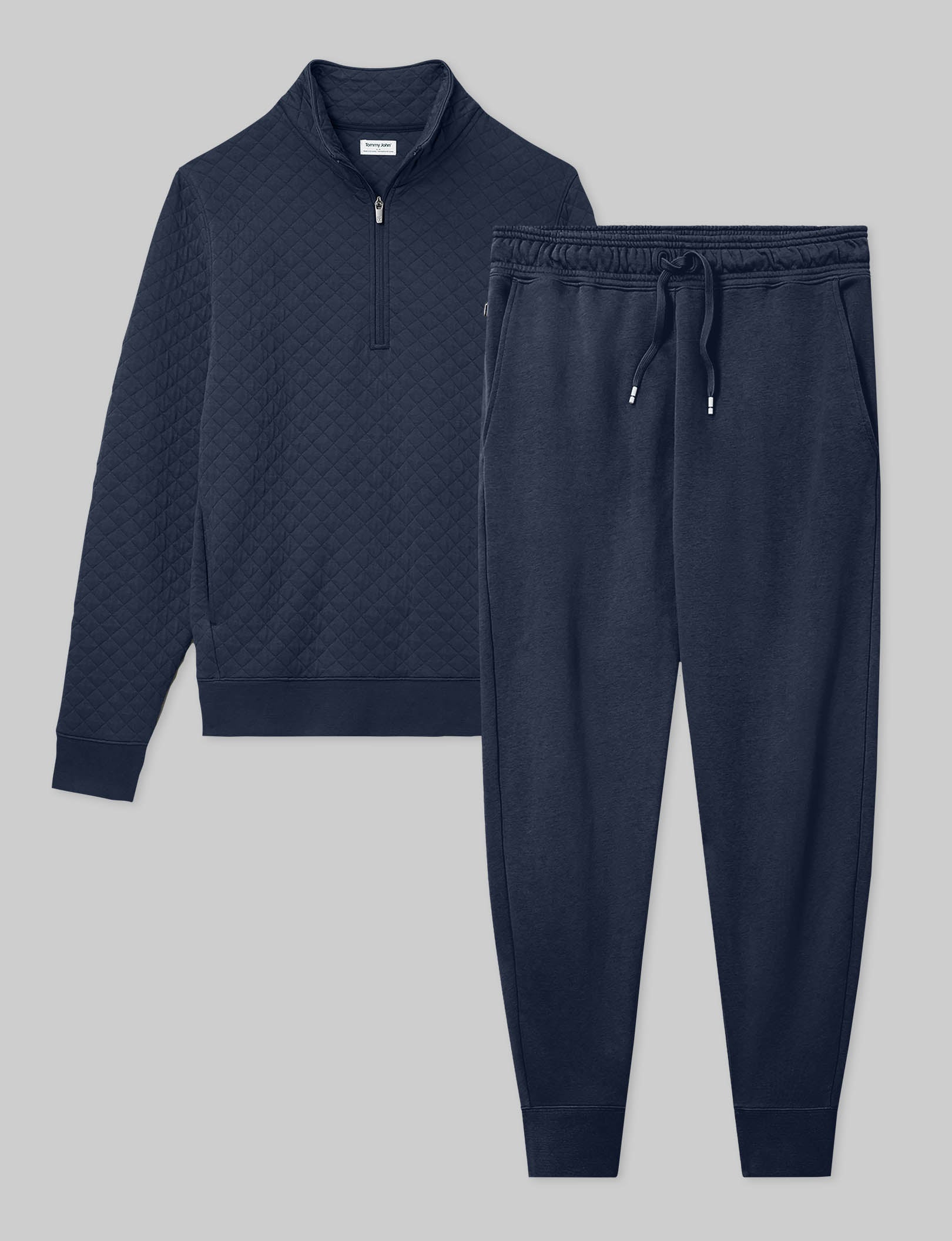Quilted Quarter Zip & French Terry Jogger Set