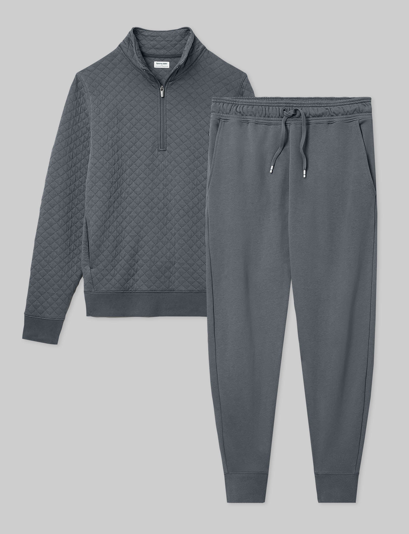 Quilted Quarter Zip & French Terry Jogger Set