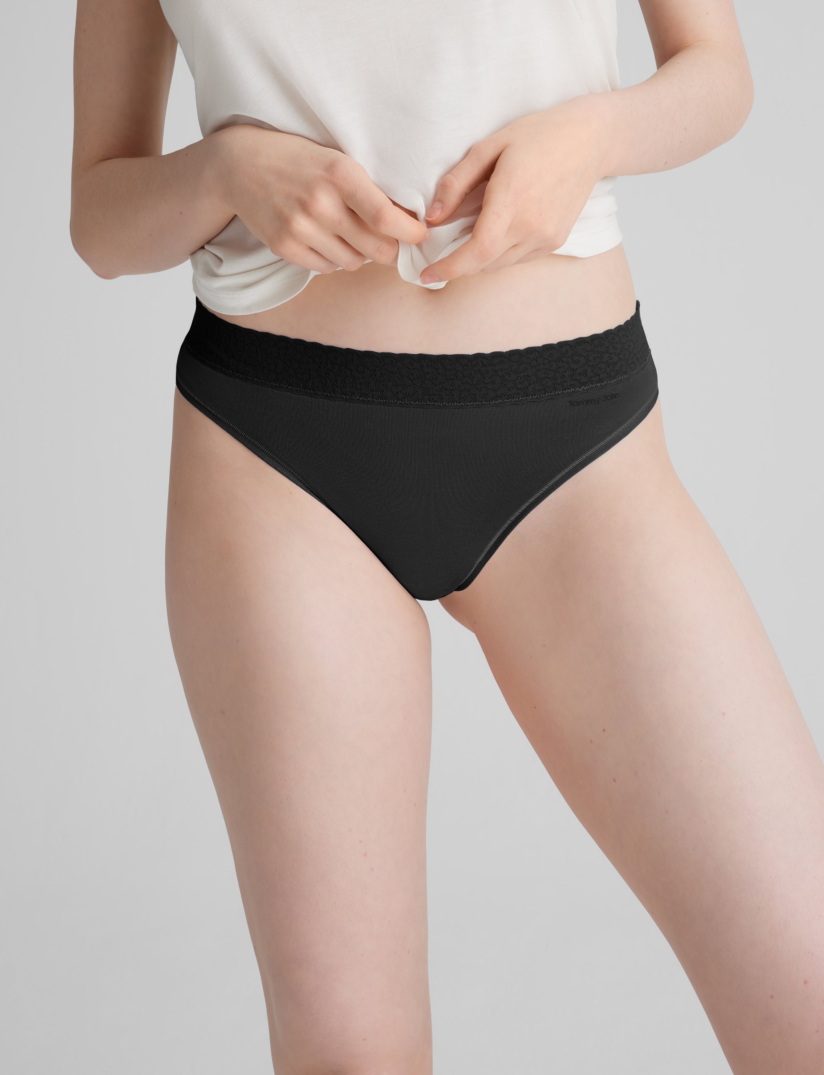 Women's Second Skin Thong, Lace Waist (3-Pack)
