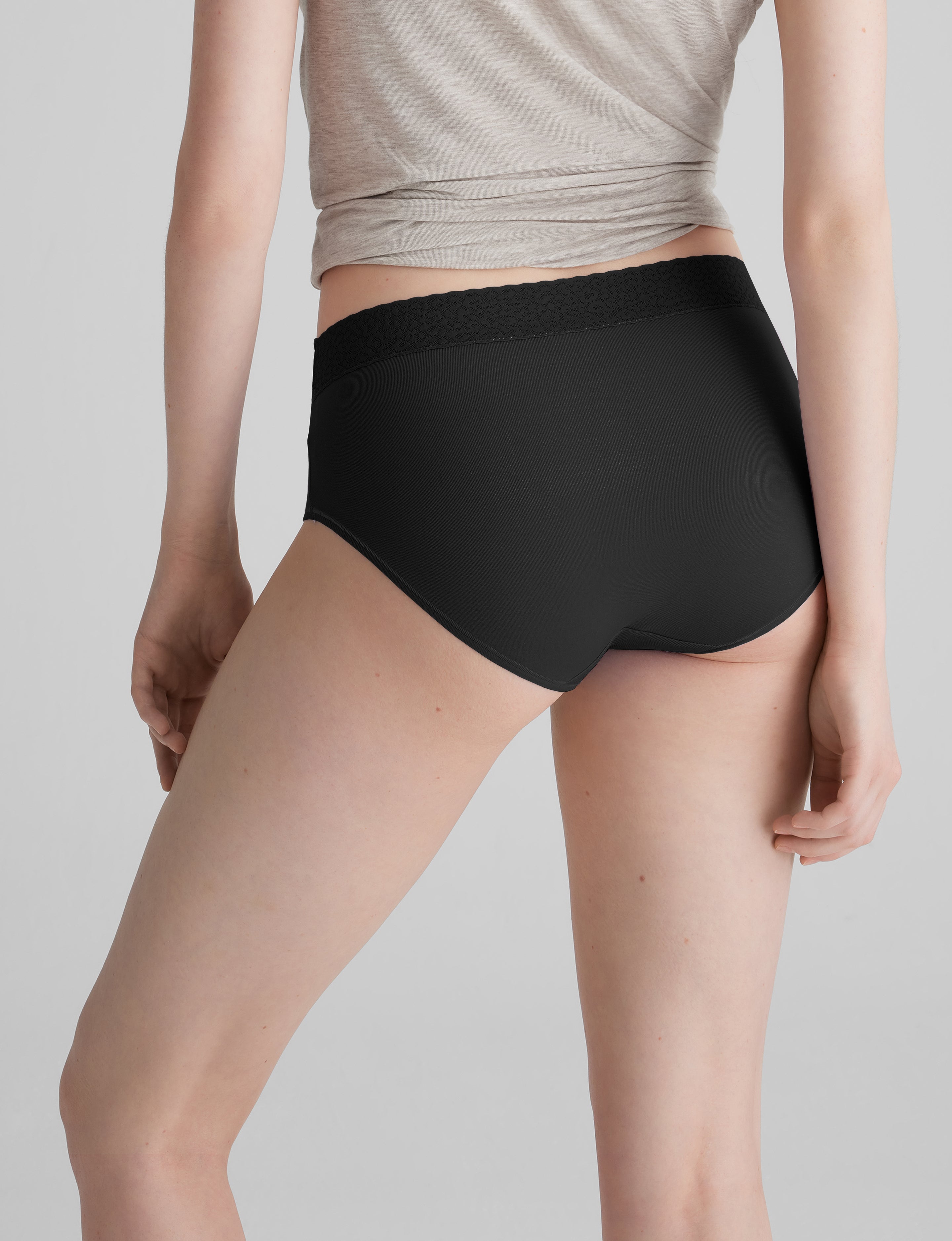 Women's Second Skin High-Rise Brief, Lace Waist (3-Pack)