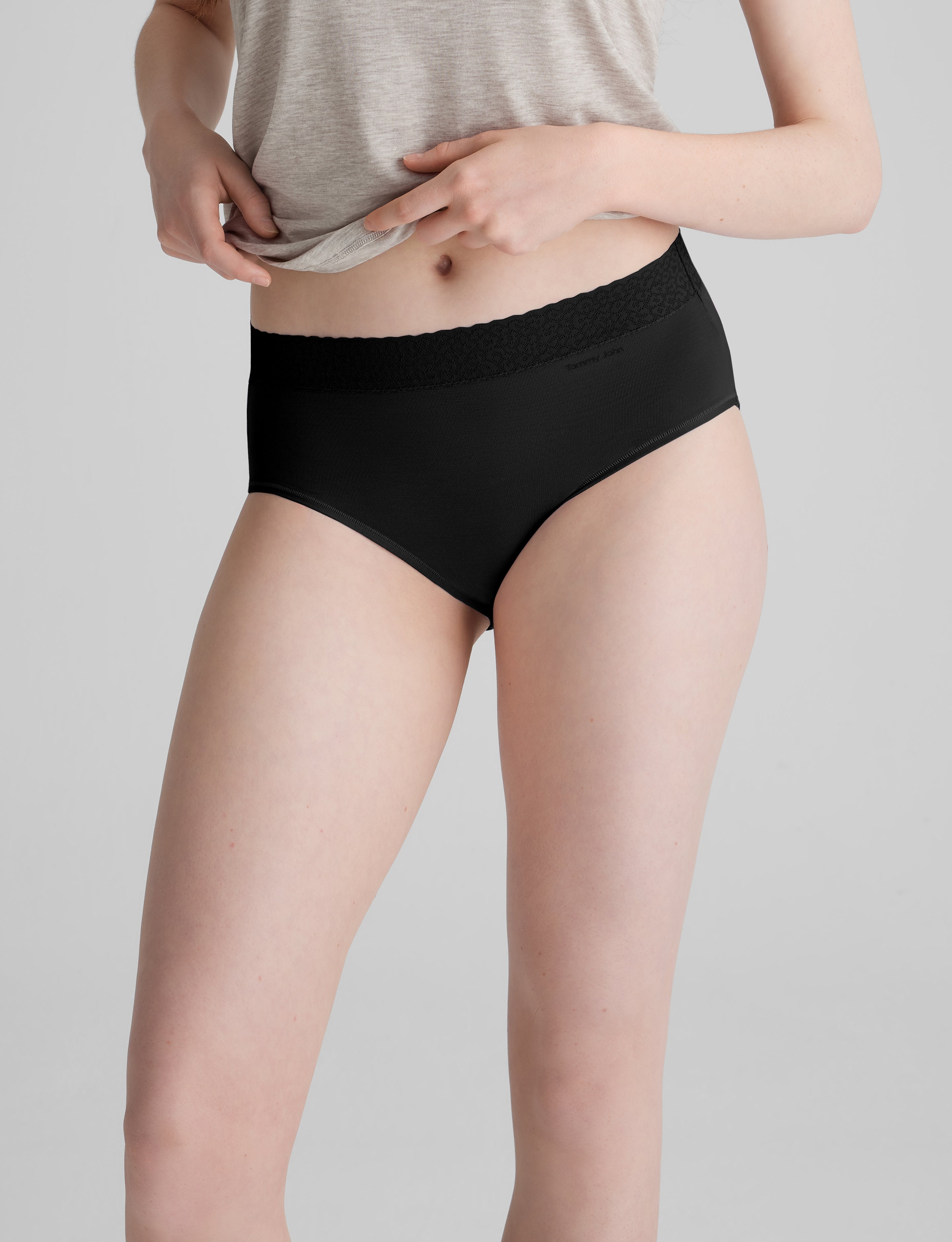 Women's Second Skin High-Rise Brief, Lace Waist (3-Pack)