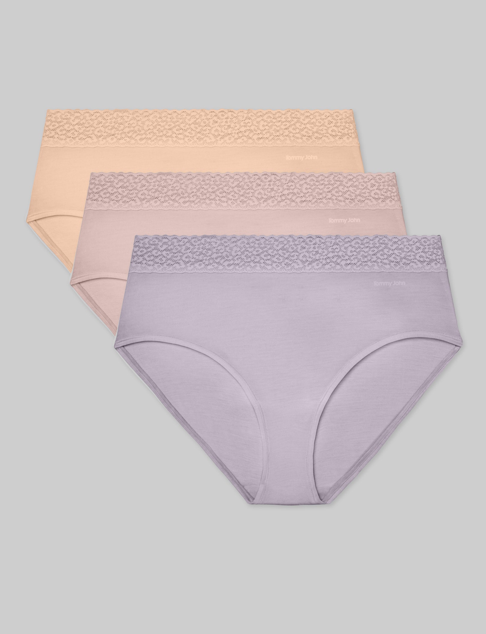Women's Second Skin High-Rise Brief, Lace Waist (3-Pack)