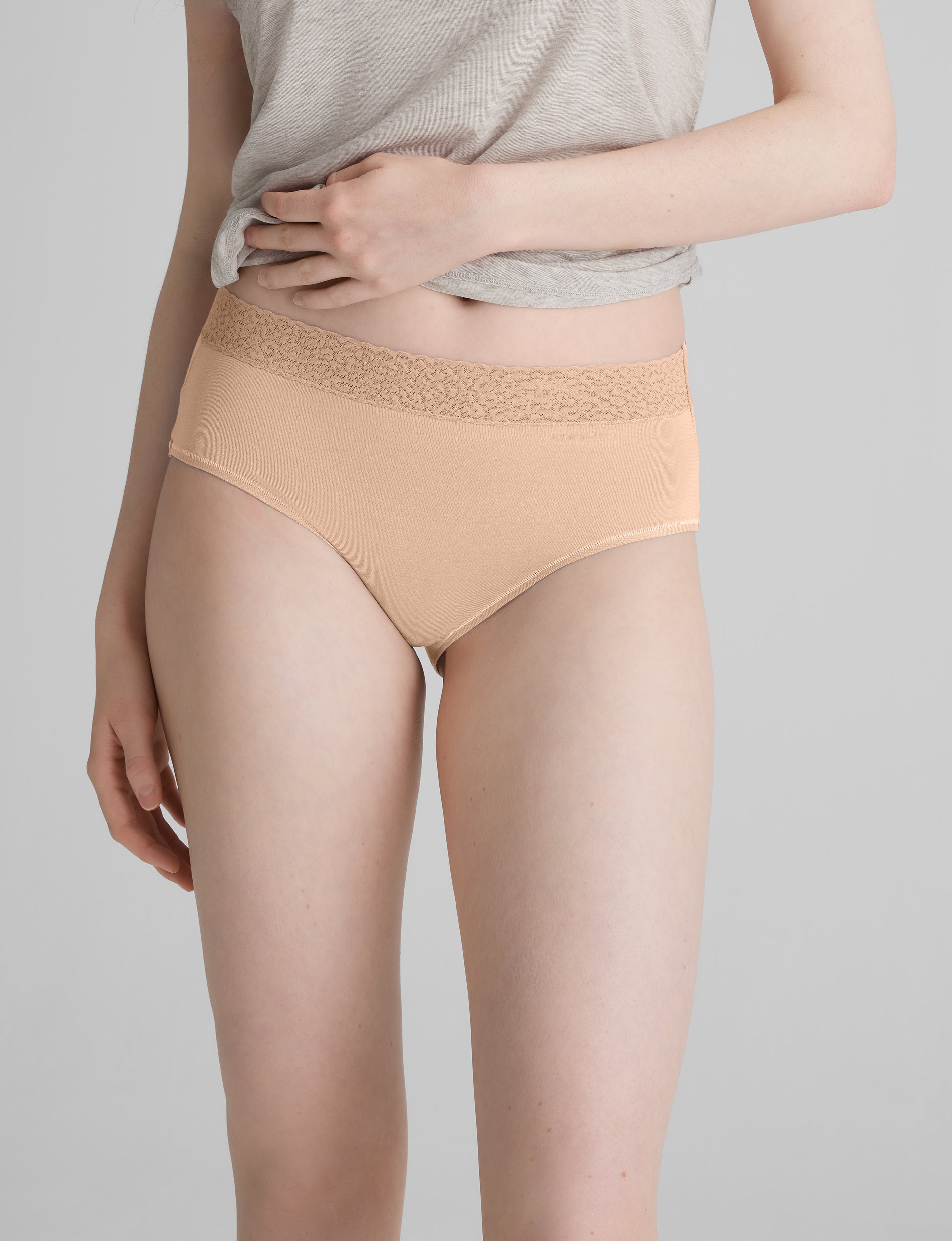 Women's Second Skin High-Rise Brief, Lace Waist (3-Pack)