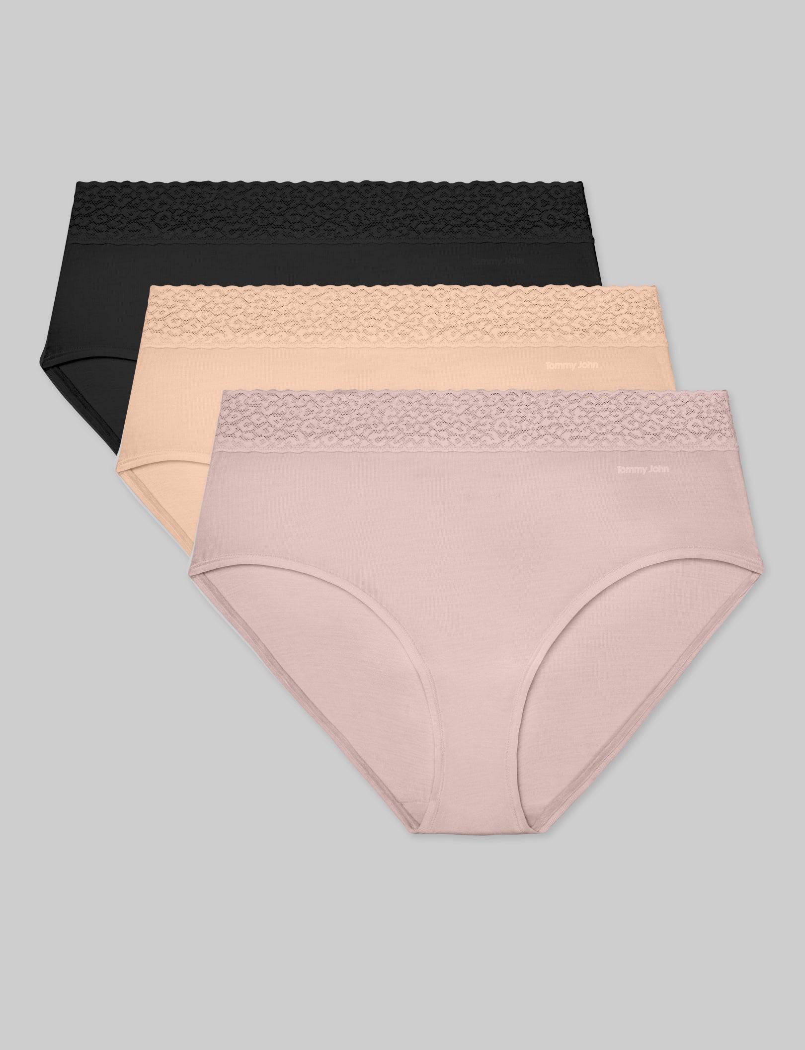 Women's Second Skin High-Rise Brief, Lace Waist (3-Pack)