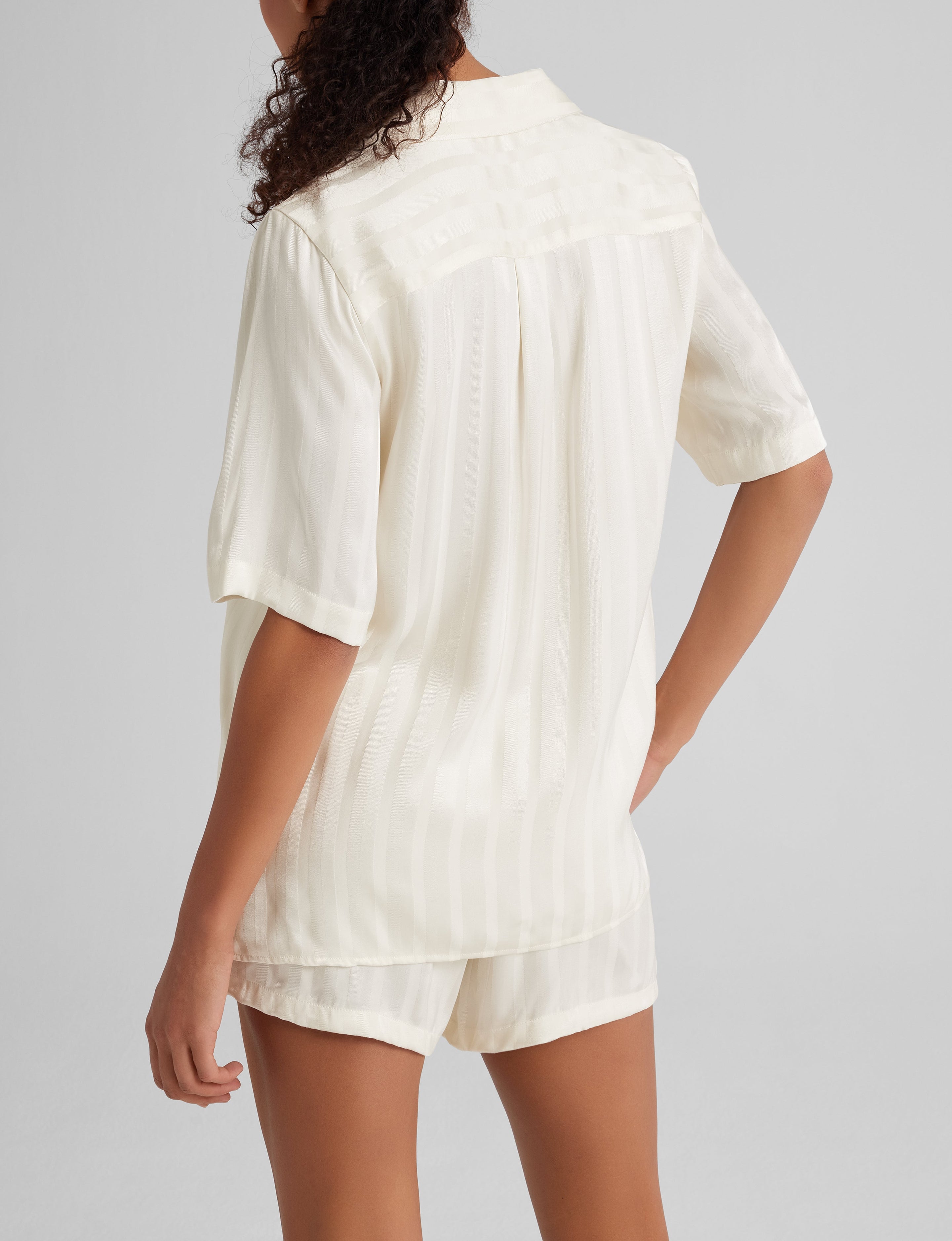 Women's Satin Jacquard Pajama Top & Short Set