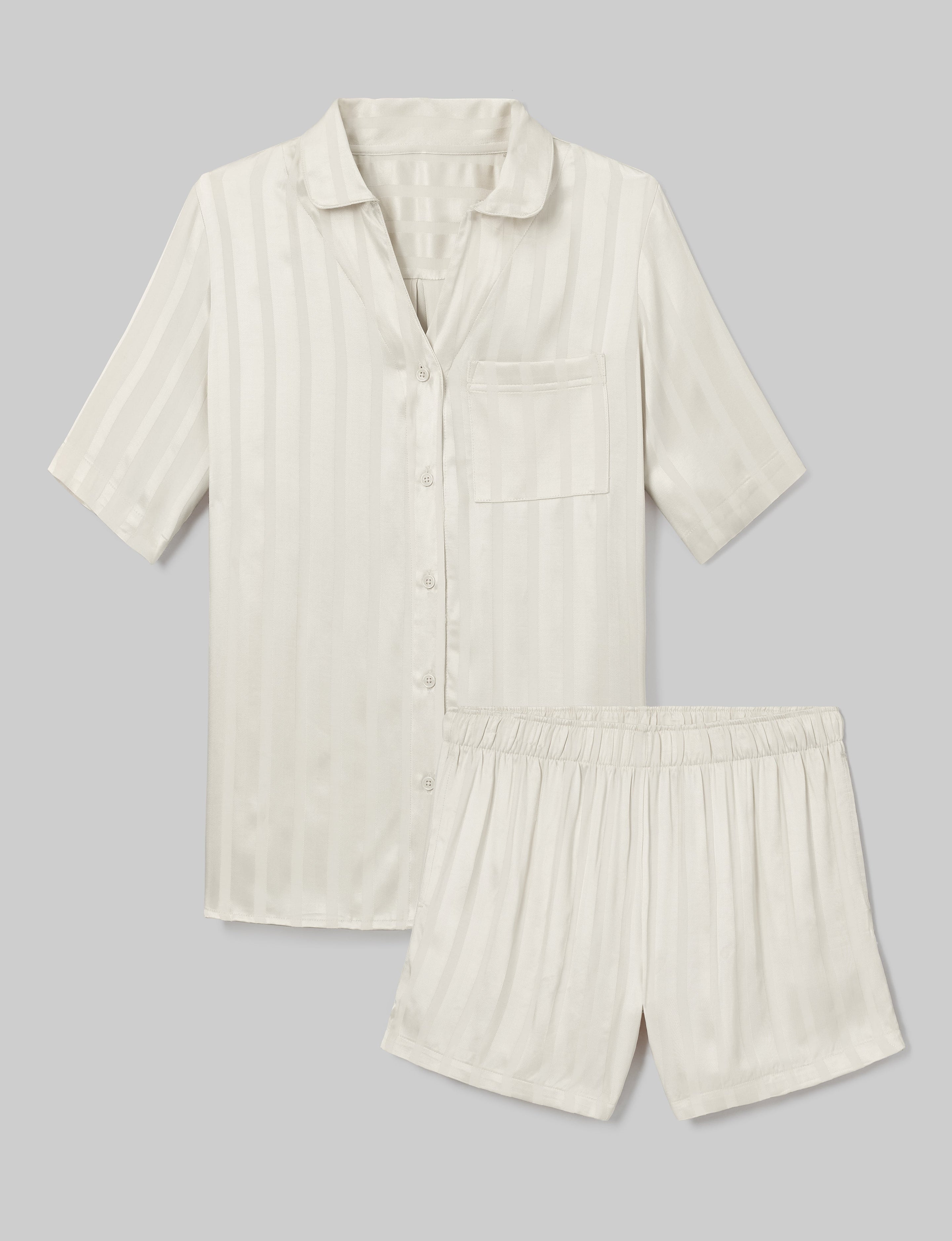 Women's Satin Jacquard Pajama Top & Short Set