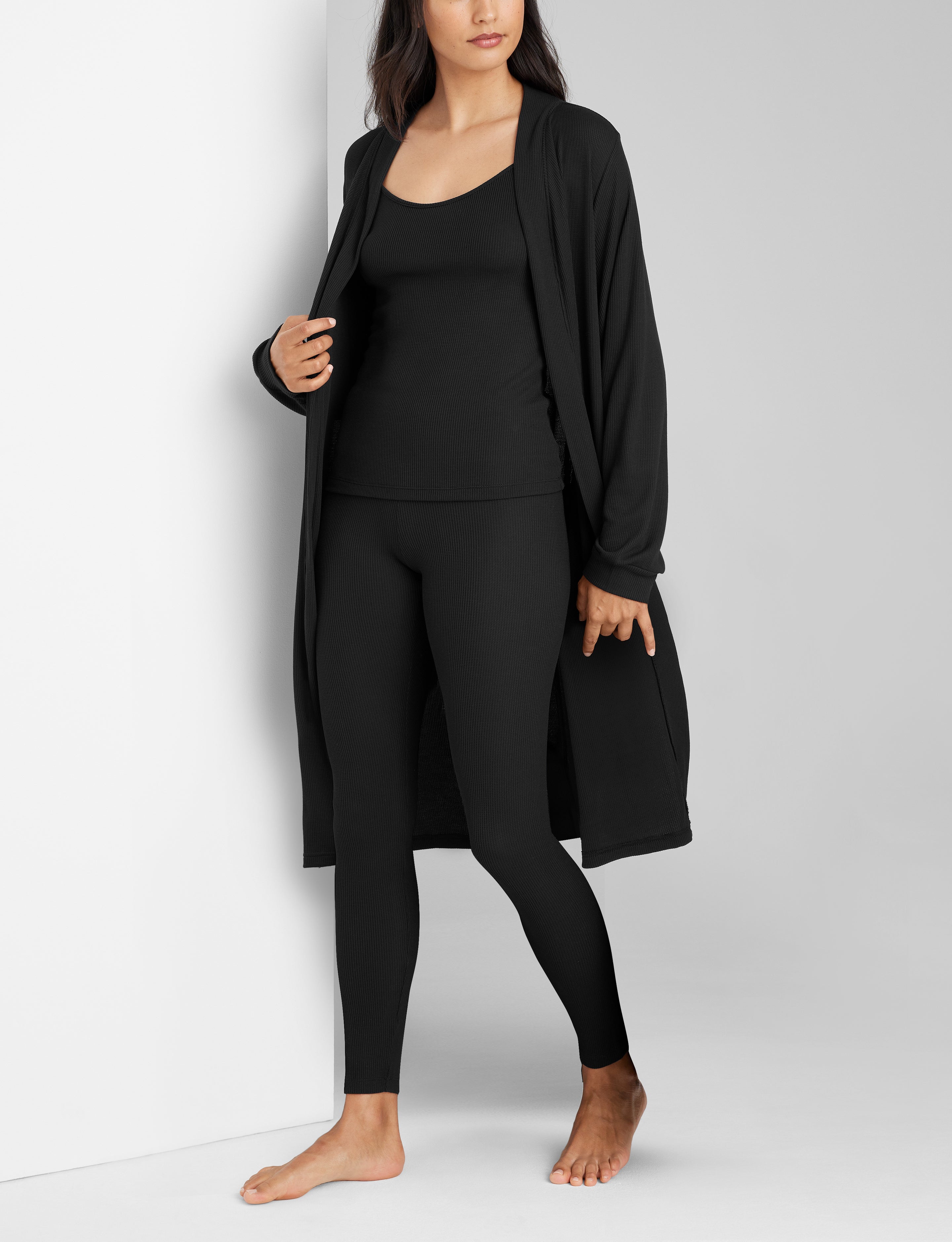 Women's Waffle Lounge Tank, Legging & Robe Set