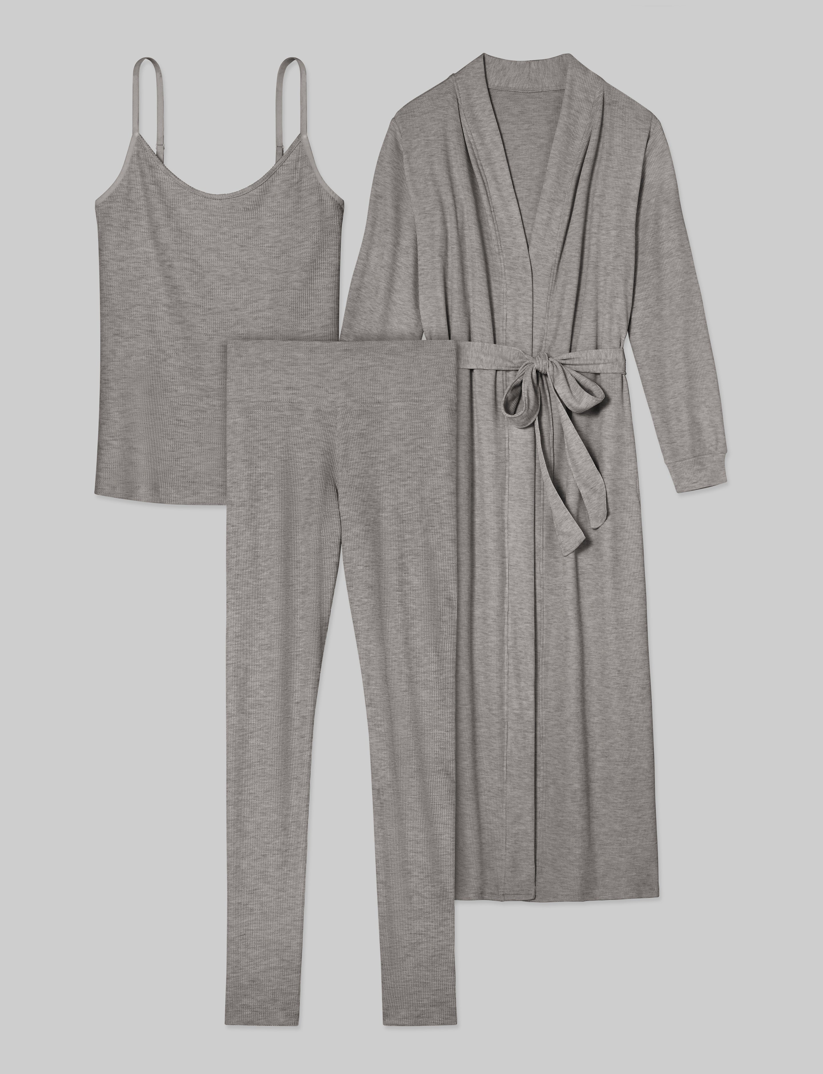Women's Waffle Lounge Tank, Legging & Robe Set