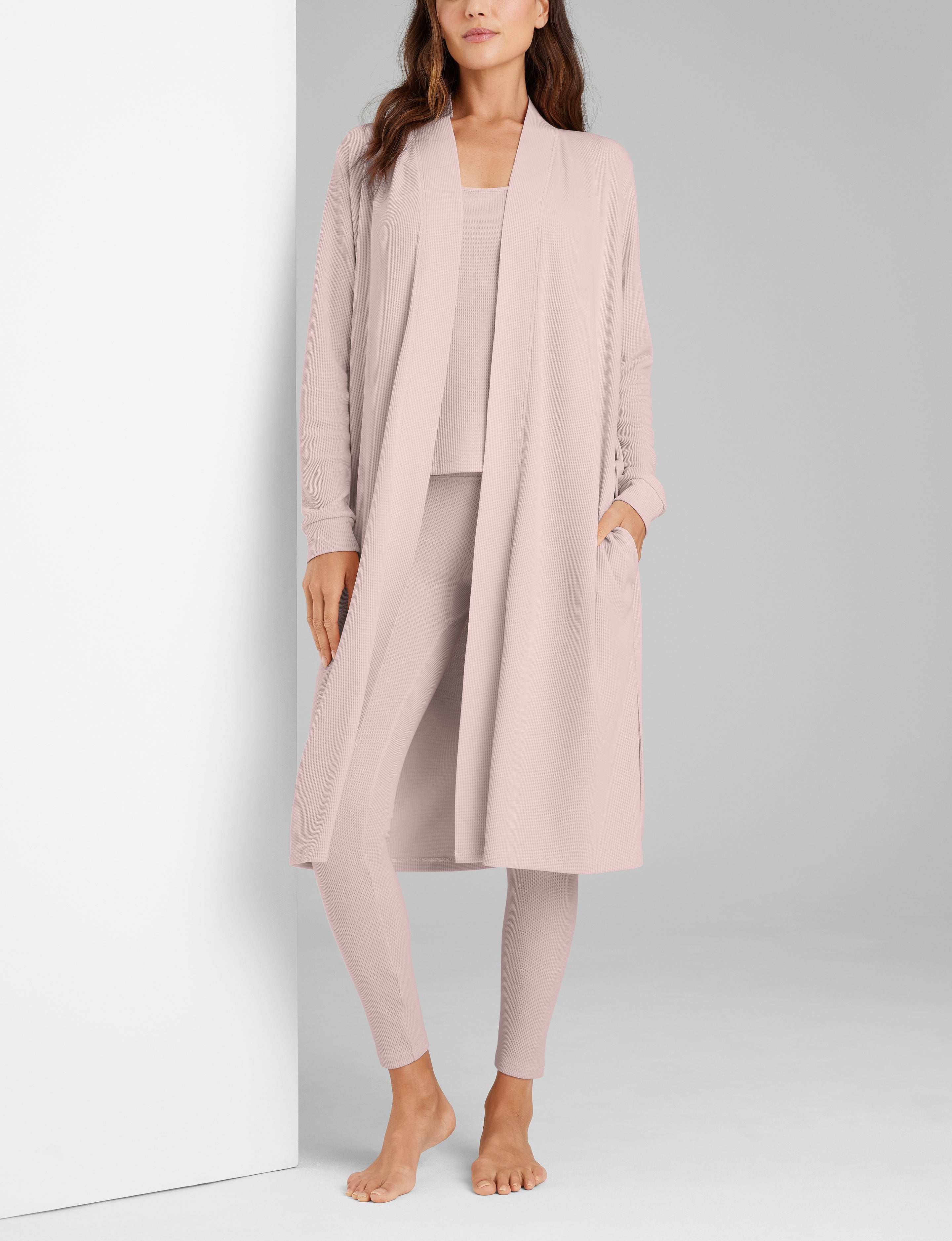 Women's Waffle Lounge Tank, Legging & Robe Set