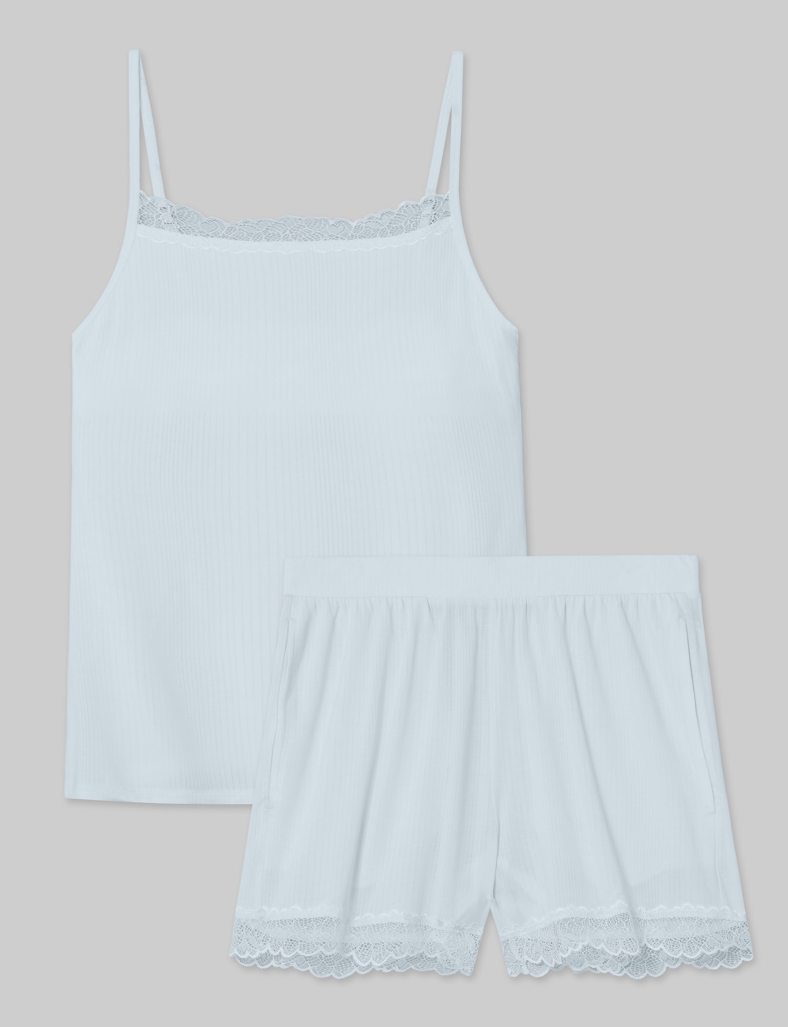 Women's Luxe Rib Lace Cami & Short Set