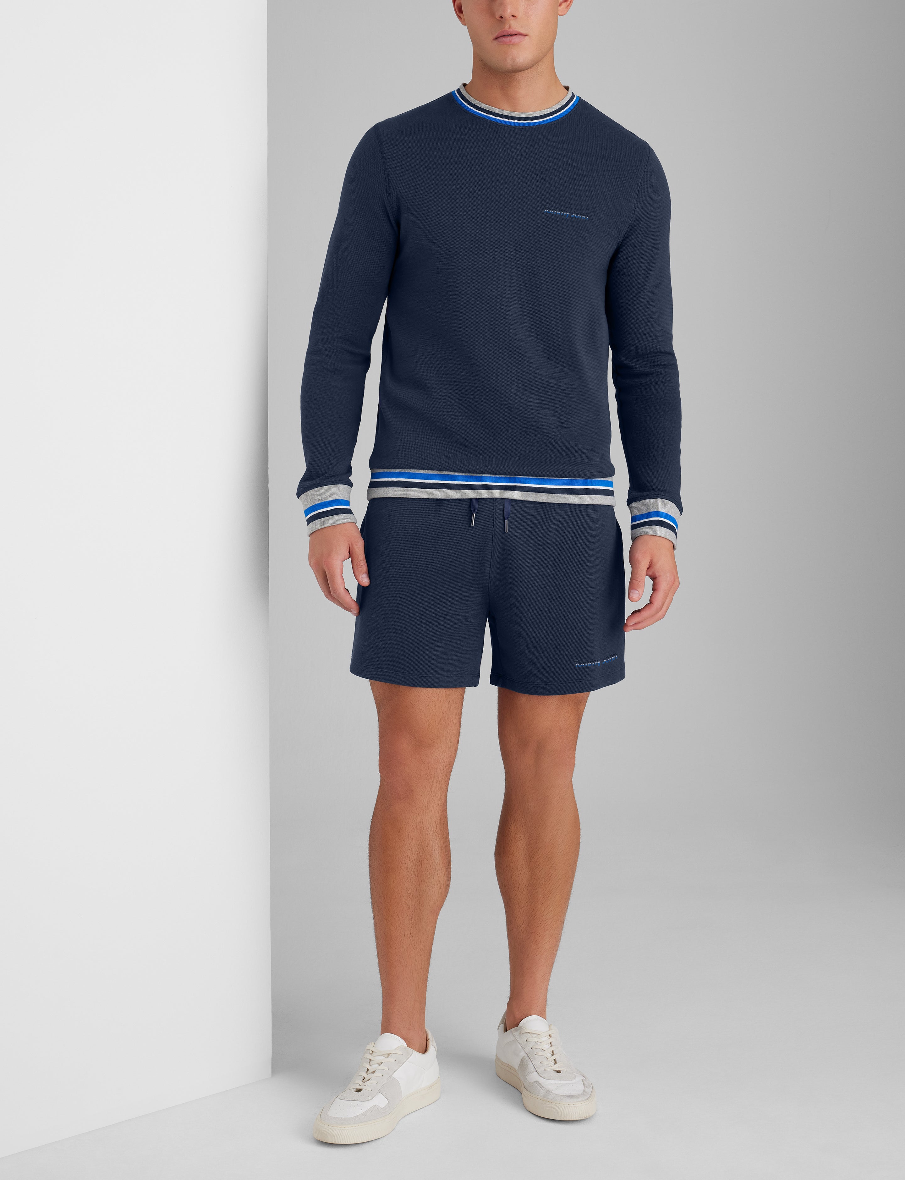 Varsity Stripe Crewneck Sweatshirt & Short Set