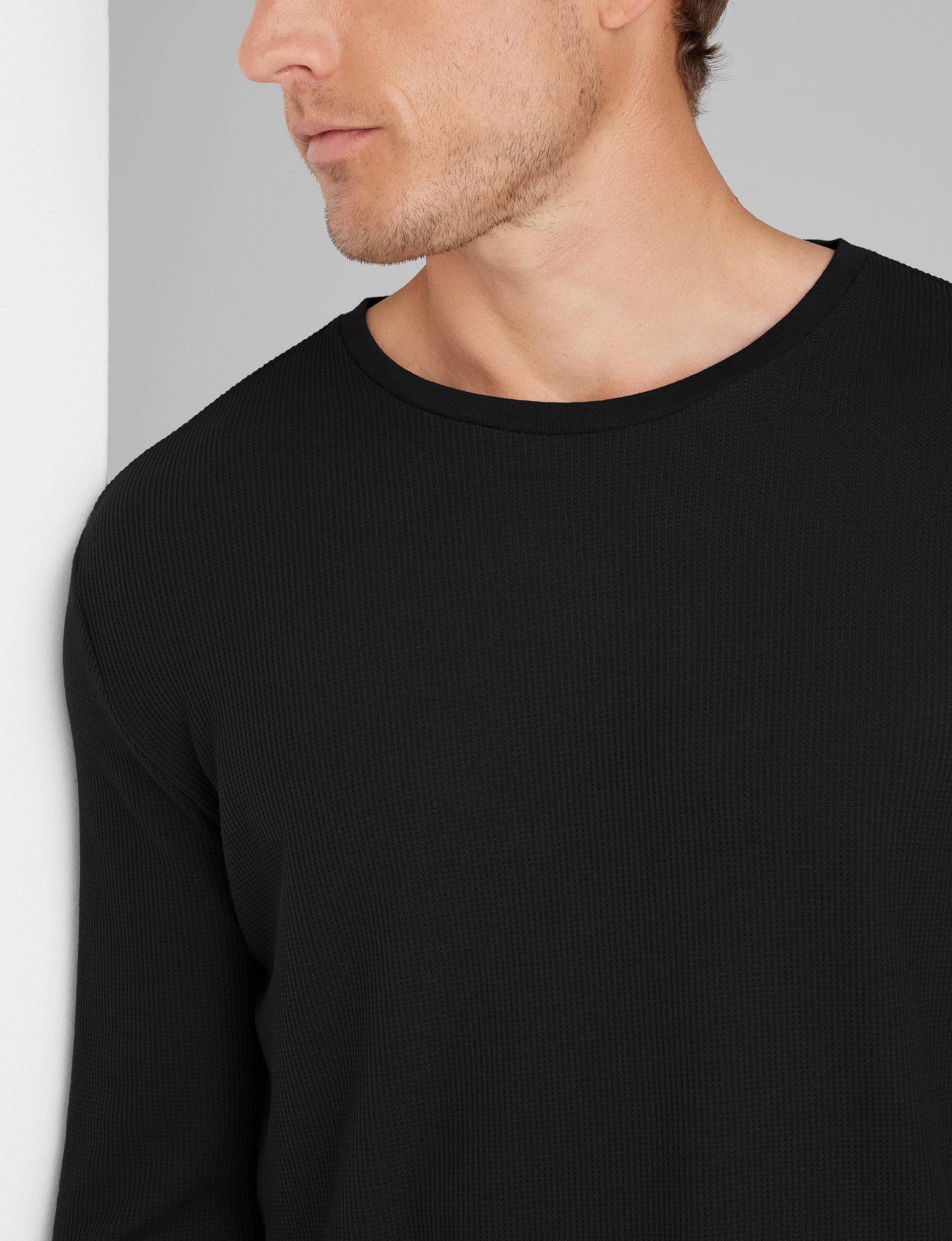 Waffle Long Sleeve Crew Neck