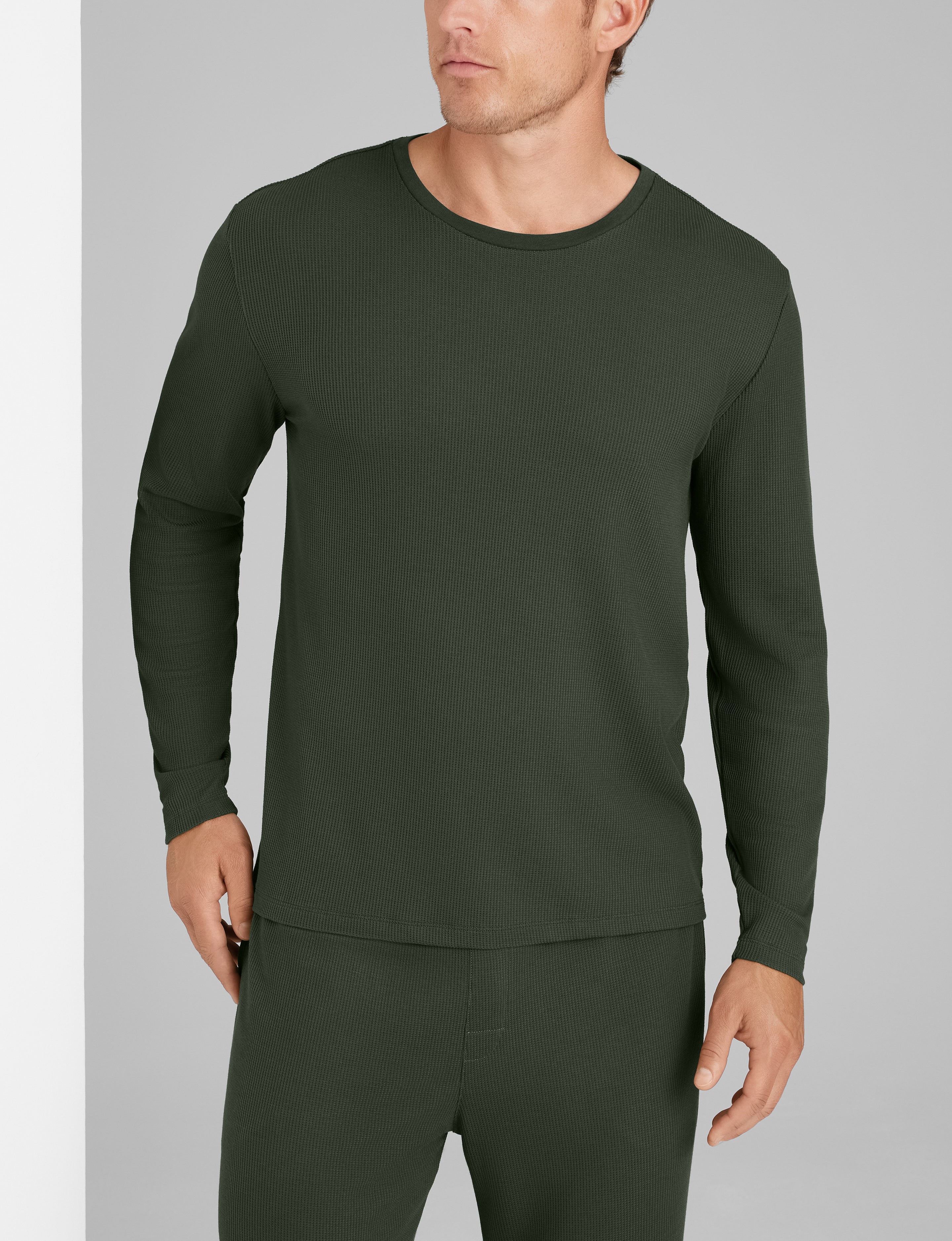 Waffle Long Sleeve Crew Neck & Pant Set