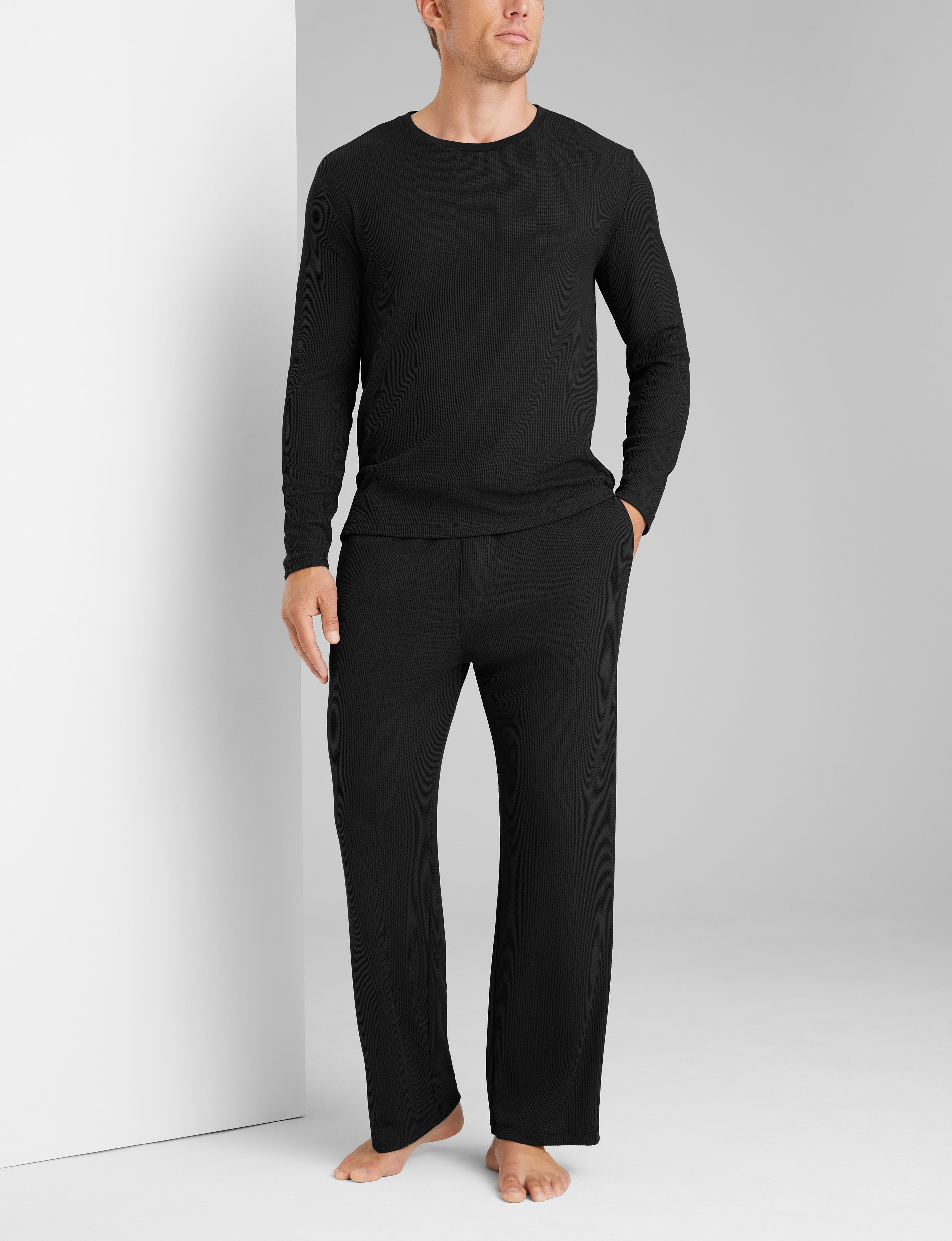 Waffle Long Sleeve Crew Neck & Pant Set