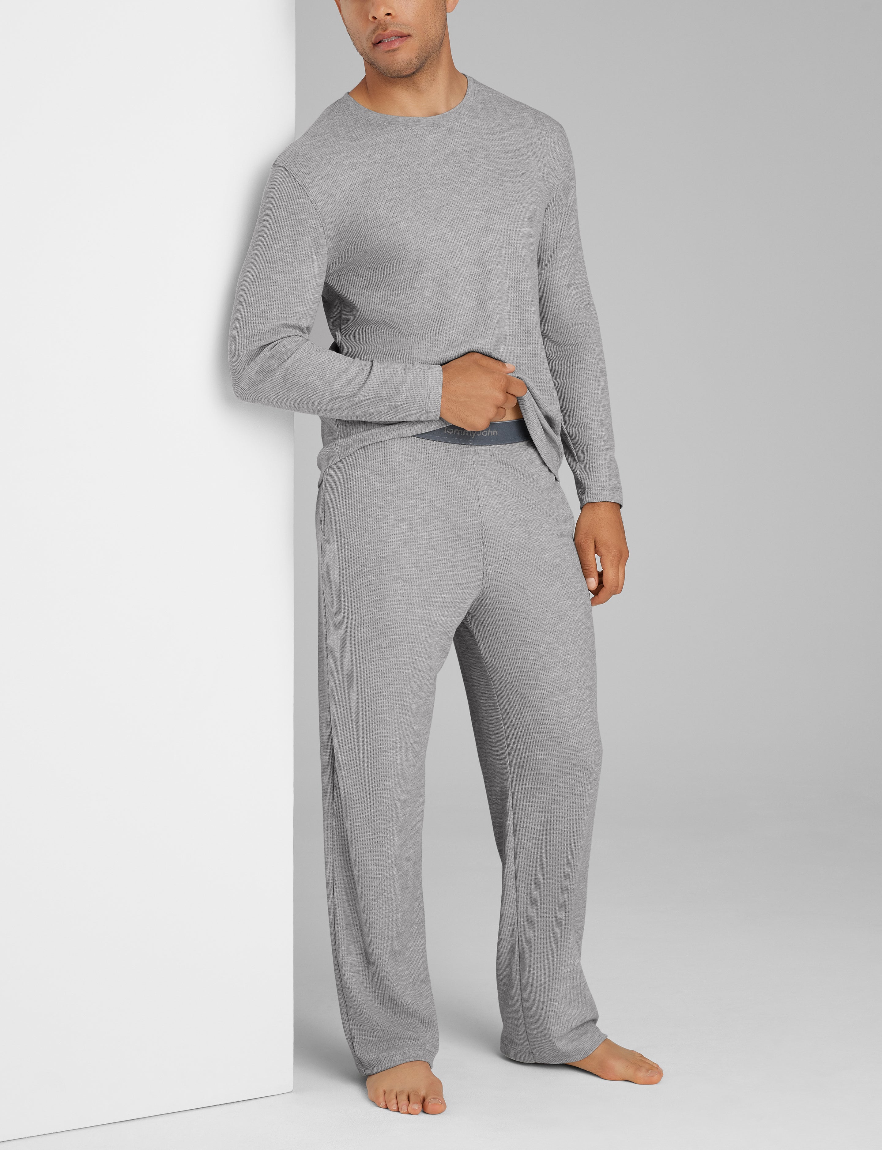 Waffle Long Sleeve Crew Neck & Pant Set