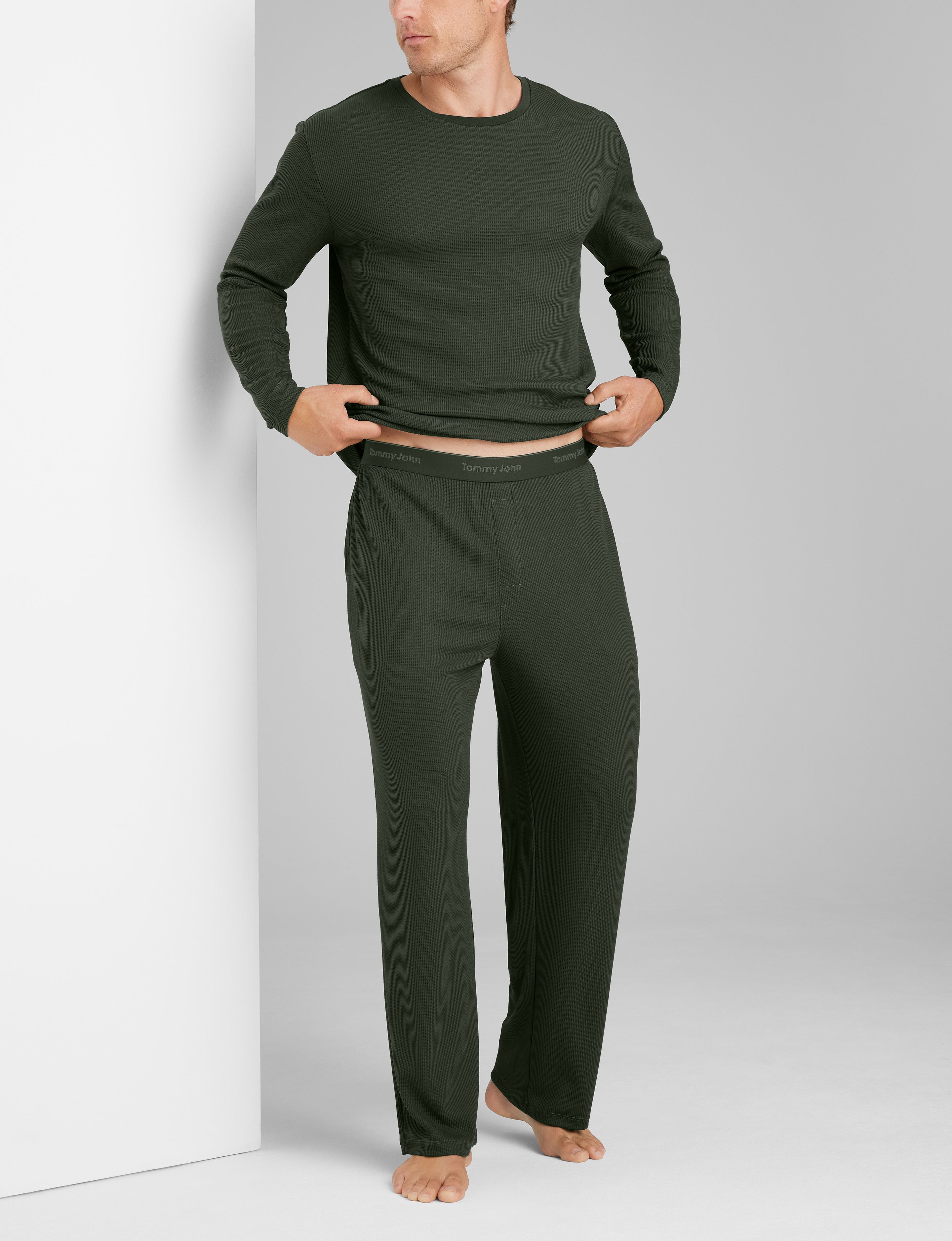 Waffle Long Sleeve Crew Neck & Pant Set