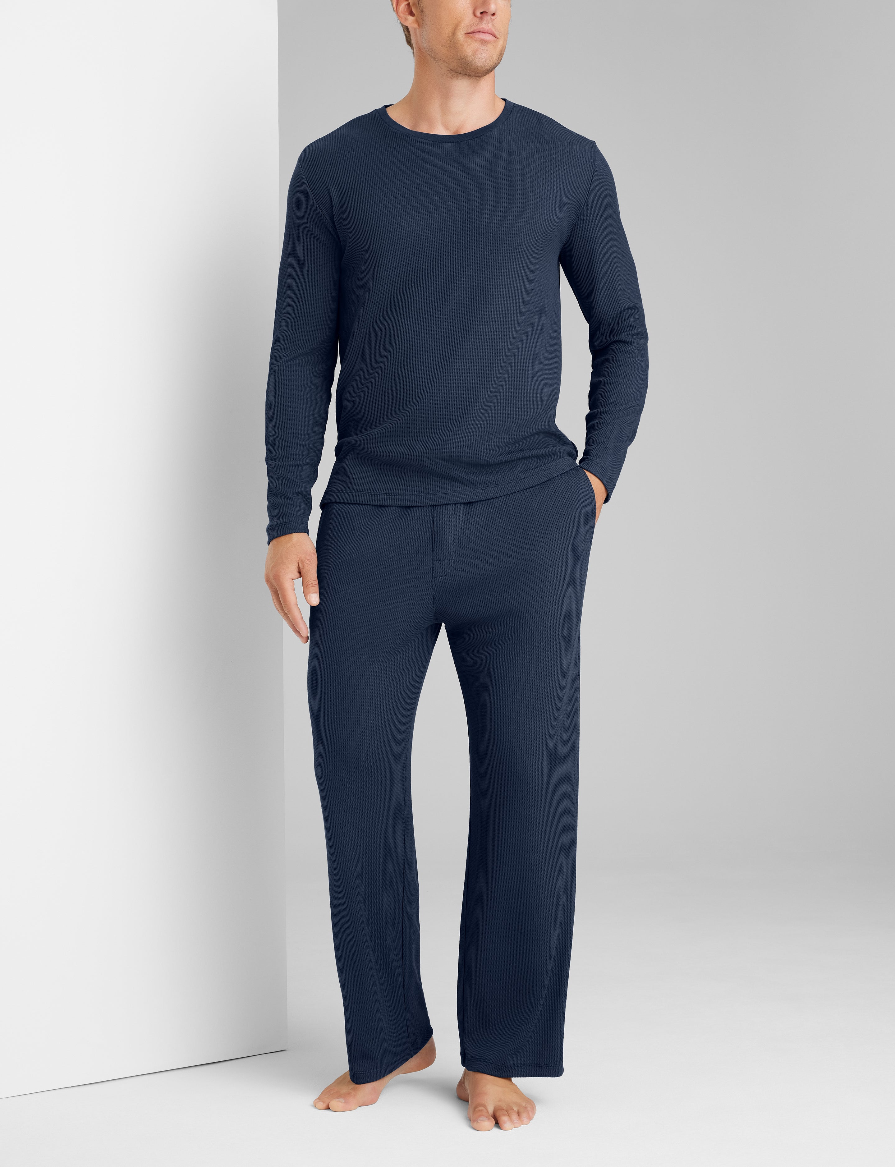 Waffle Long Sleeve Crew Neck & Pant Set