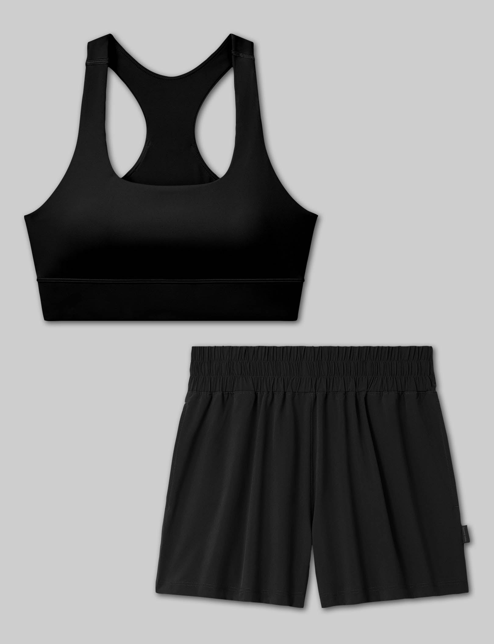 360 Movement Low Impact Sports Bra & Luxe Traveler Woven Short Set