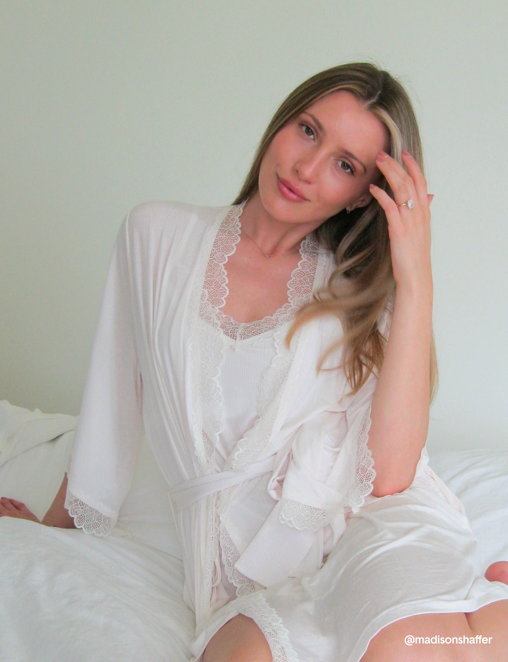 Women's Second Skin Luxe Rib Lace Robe