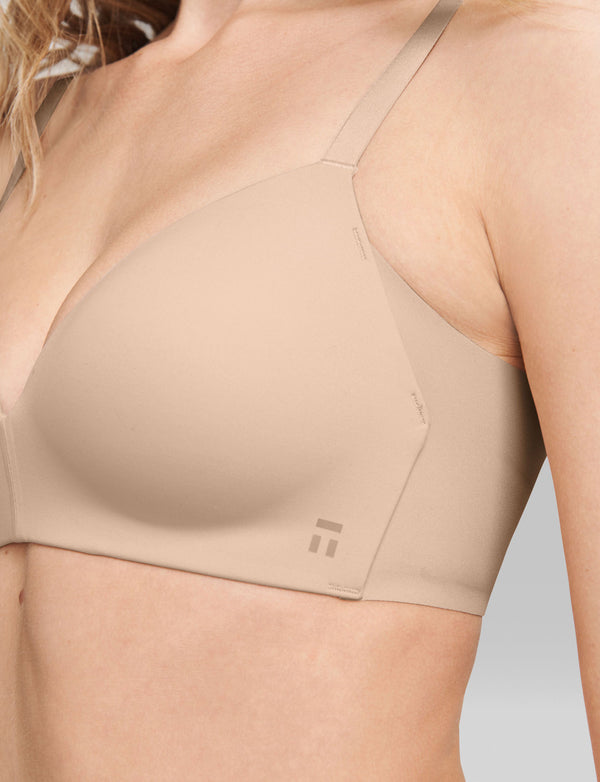 The Silky Smooth! Lace Trim Lightly-Lined Wireless Bra in Mochi Crepe