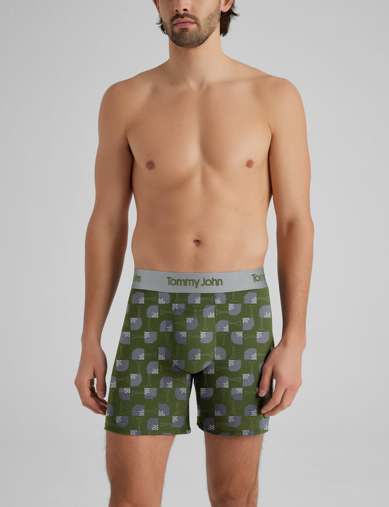 Second Skin Relaxed Fit Boxer 6"::Bronze Green Golf Tee Time