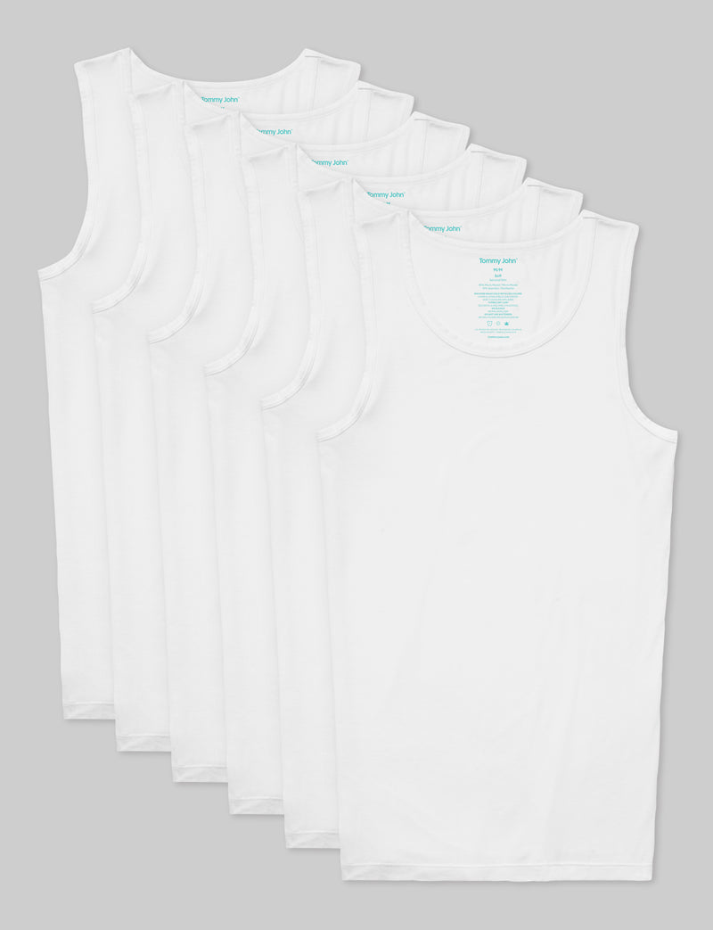 Second Skin Tank Stay-Tucked Undershirt (6-Pack)::White