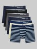 Cool Cotton Trunk 4" (6-Pack)::Navy/Black/Grey/Navy/Beach Balls/Seaside Stripe