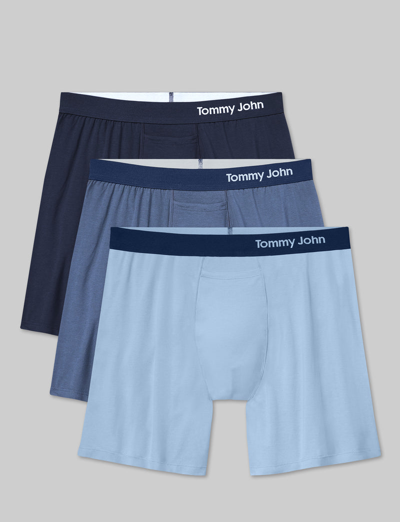 Cool Cotton Relaxed Fit Boxer 6" (3-Pack)::Navy/Vintage Indigo/Cerulean