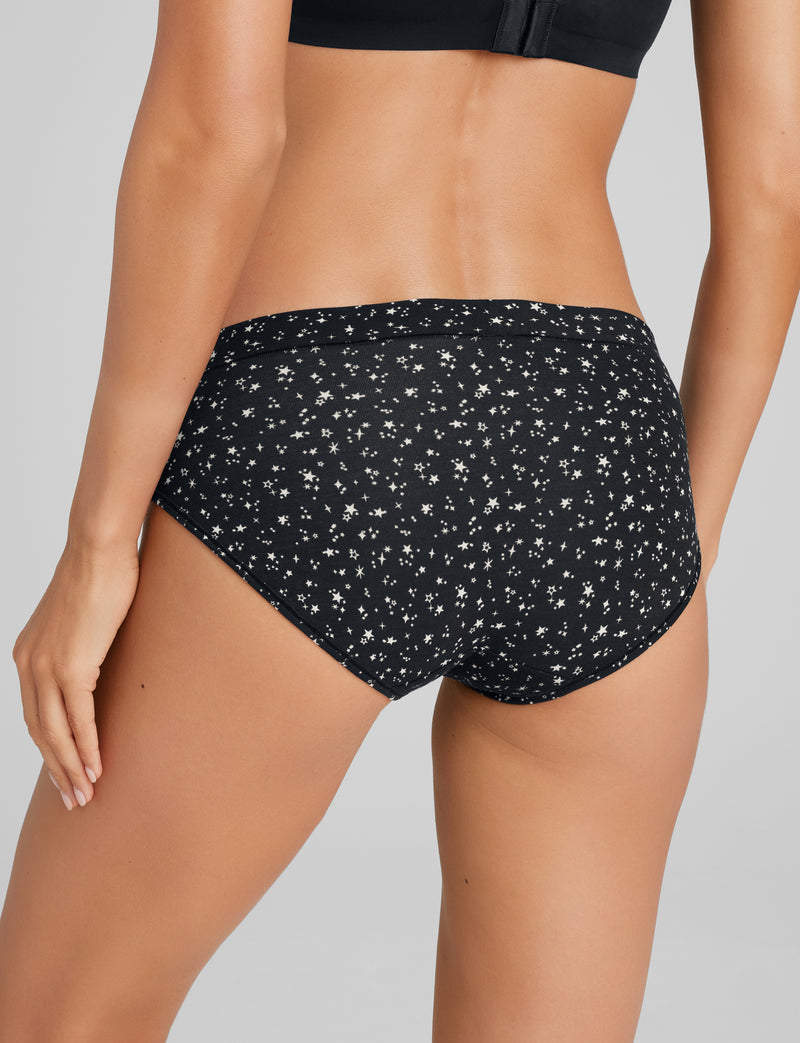 Women's Second Skin Brief::Black Confetti Stars