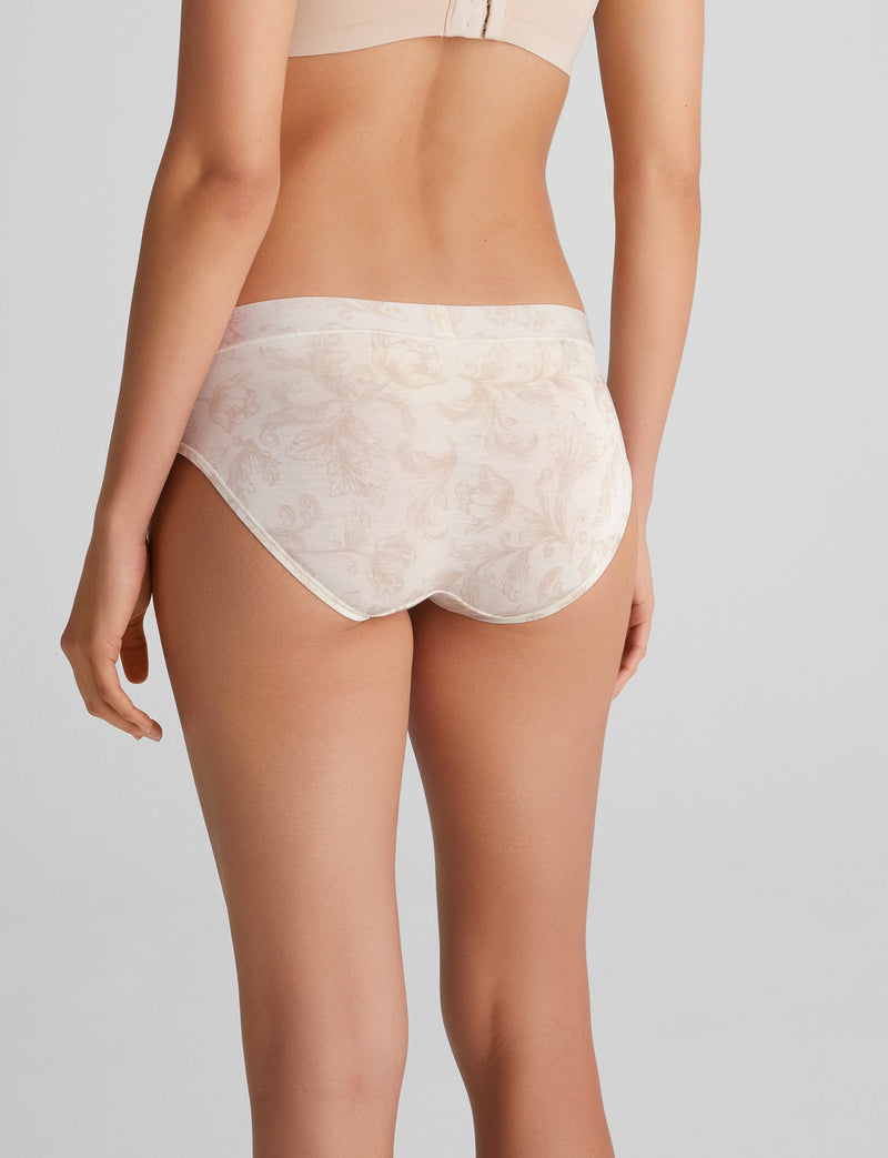 Women's Second Skin Brief::Coconut Milk Baroque Floral