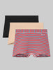 Women's Second Skin Boyshort (3-Pack)::Black/Maple Sugar/Poppy Stripe