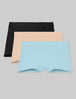 Women's Second Skin Boyshort (3-Pack)::Blue/Maple Sugar/Black