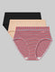 Women's Second Skin High Rise Brief (3-Pack)::Black/Maple Sugar/Poppy Stripe