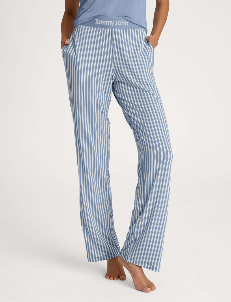 Women's Second Skin Sleep Pant::Rain Washed Pinstripe