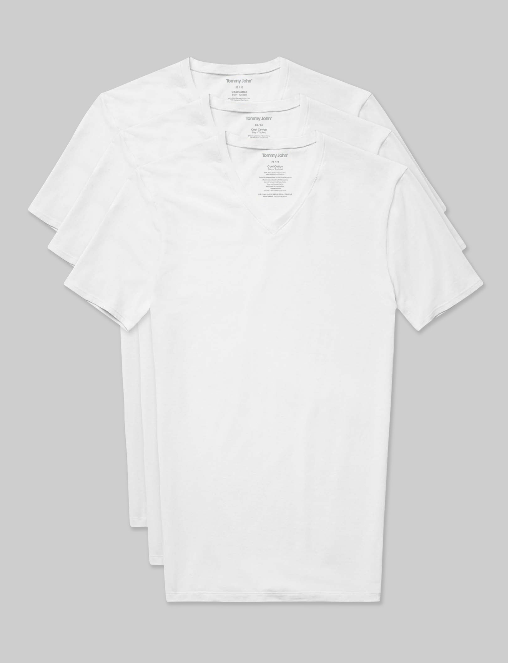 Cool Cotton High V-Neck Stay-Tucked Undershirt (3-Pack)