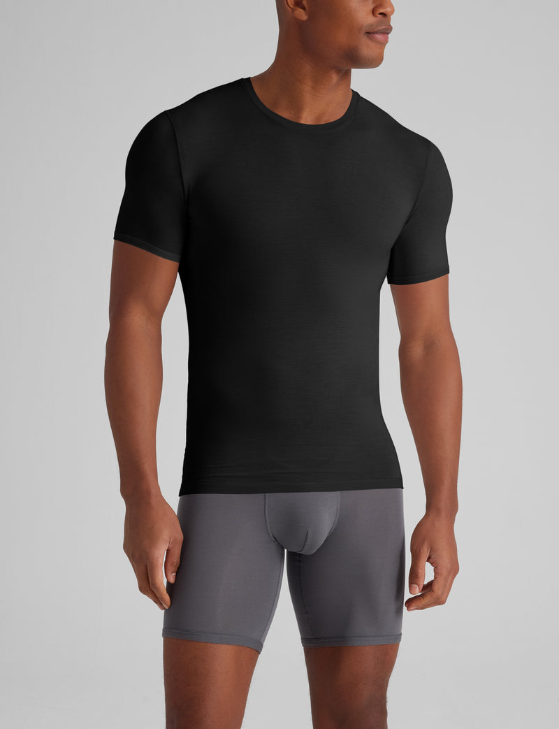 Second Skin Crew Neck Stay-Tucked Undershirt::Black