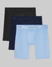 Second Skin Luxe Rib Boxer Brief 8" (3-Pack)::Black/Blue/Della Robbia