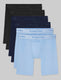Second Skin Luxe Rib Boxer Brief 8" (6-Pack)::Black/Blue/Della Robbia