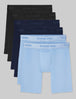 Second Skin Luxe Rib Boxer Brief 8" (6-Pack)::Black/Blue/Della Robbia