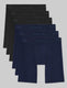 Second Skin Luxe Rib Boxer Brief 8" (6-Pack)::Black/Dress Blues