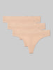 Women's Second Skin Thong (3-Pack)::Maple Sugar